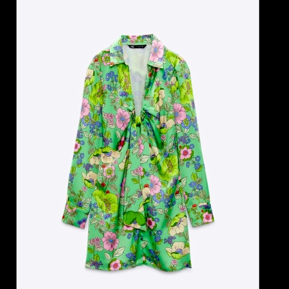 zara retro floral mini Ruffle dress organic Mlll